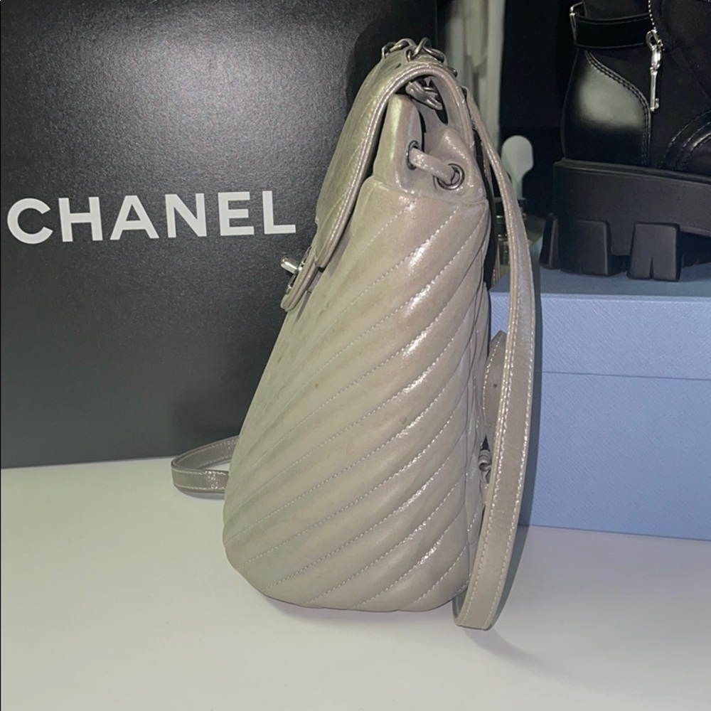 Chanel Chevron Silver Backpack - image 2